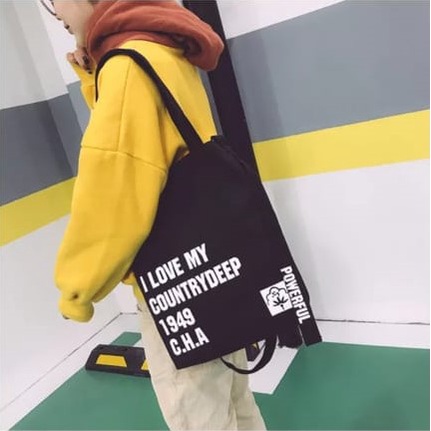 Twenty Bag - Tas Tote Bag Wanita Resleting Terbaru 2022 Aesthetic Kekinian Motif Carakter POWERPOOL Korea Style Multifungsi