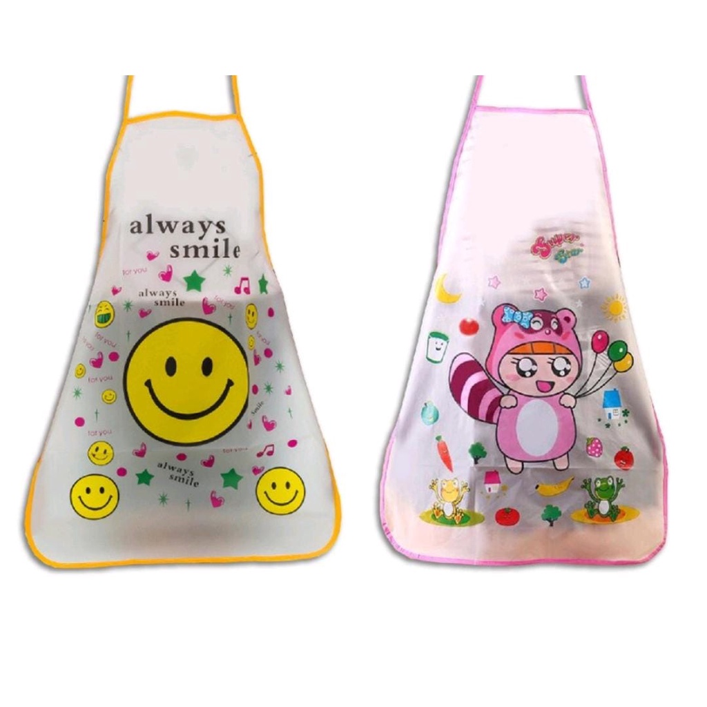 Celemek Anti Air ~ APRON WATERPROOF Praktis Anti Air Motif LUCU KOREA