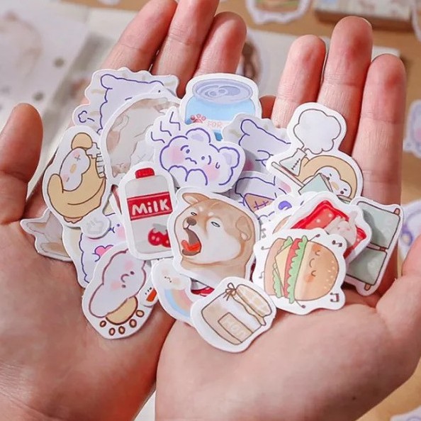 

45pcs Sticker Aesthethic Imut Dekor Scrapbook / Journal / Diary / Laptop / Hp