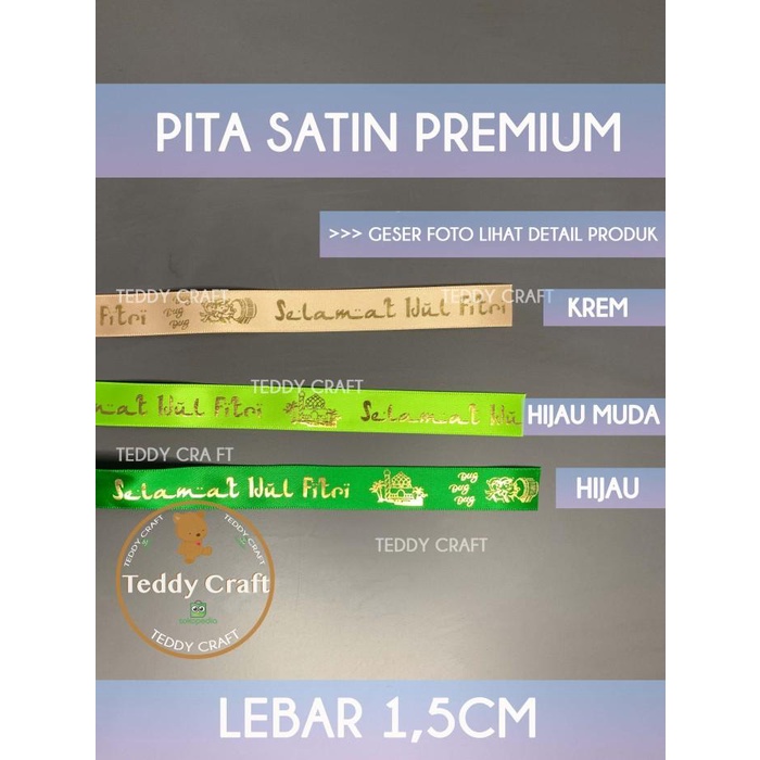 

Wrap Pita Satin Premium Sablon Timbul Lebar 1,5Cm Selamat Idul Fitri