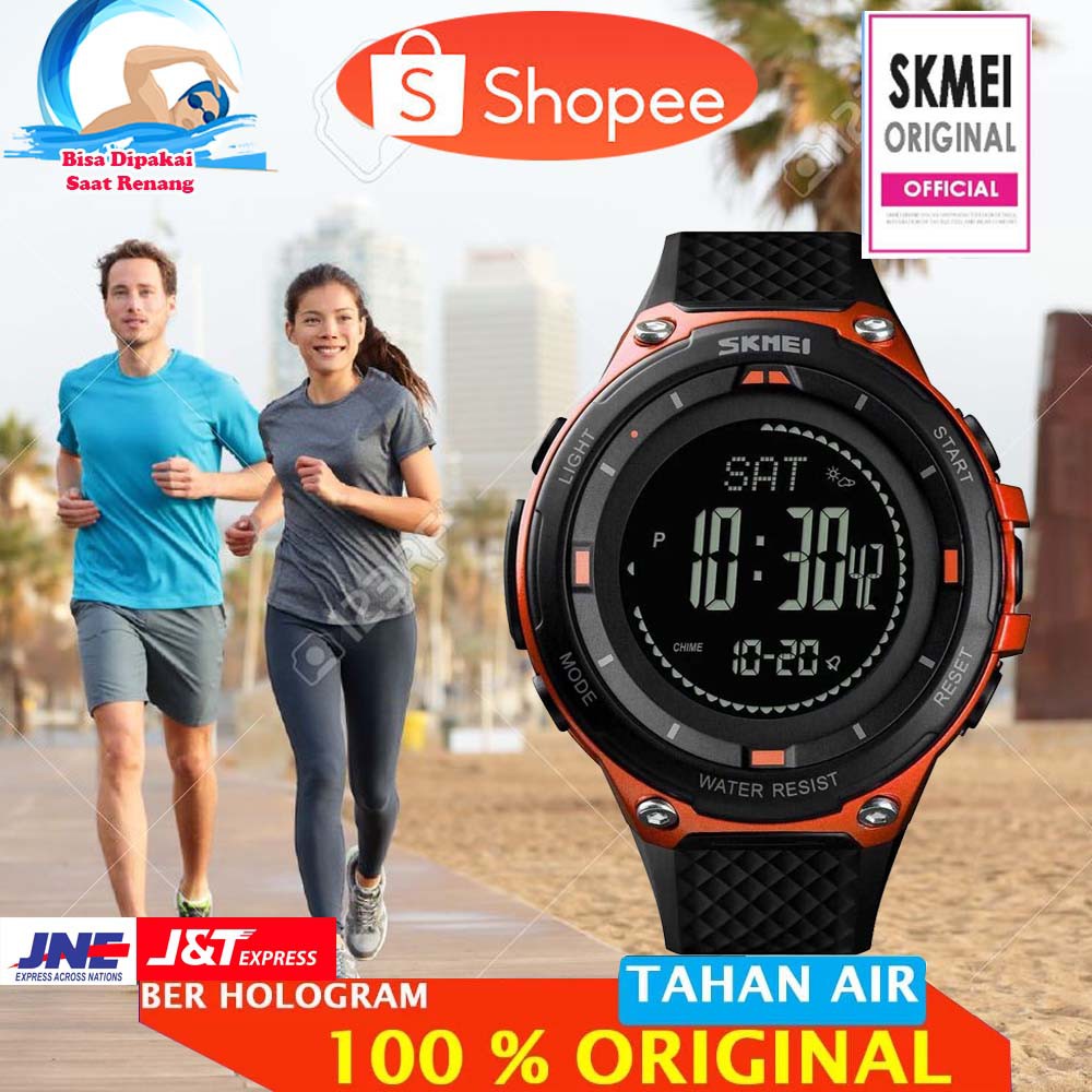 SKMEI Jam Tangan Digital Thermometer Compass Pedometer Calorie - 1443 [Oren]