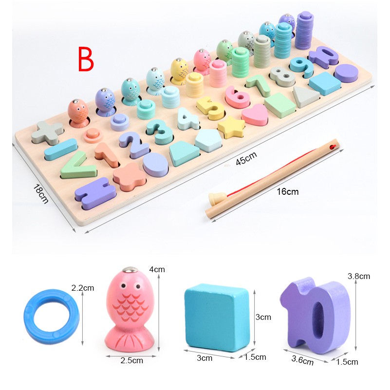 Wooden Toys Chunky Puzzle Fishing Game Angka Huruf Mainan Kayu Pancing Ikan Edukasi Montessori Anak