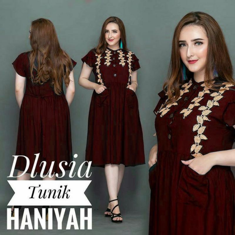 DASTER ARAB DLUSIA TUNIK HANIYAH|| RAYON SUPER GRADE A || RESLETING-Ds HN Maroon