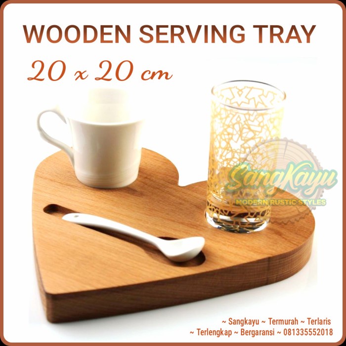 Wooden coffee tray 20x20cm nampan kayu nampan serving tray nampan saji - KAYU MAHONI