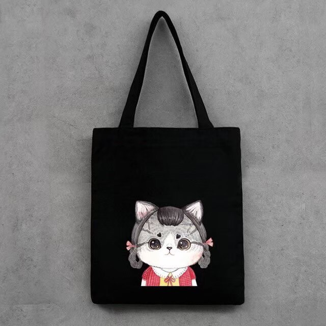 RAMADHAN SALE - TOTE KUCING TOTEBAG TERBARU RESLETING TOTEBAG KPOP / TOTE BAG KPOP / KOREA / GOT7 / SEVENTEEN/ IKON/ ANIMAL / ICE CREAM TOTE UKURAN BESAR RESLETING KANVAS WARNA HITAM MARUN NAVY KREM