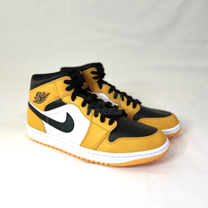 Air Jordan 1 Mid Taxi Yellow Black Toe (100% Original)