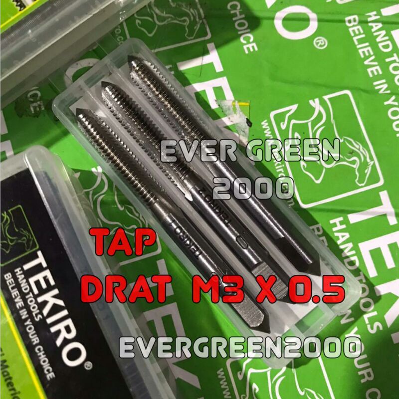 Hand Tap M3 x 0.5 (3 mm) TEKIRO (1 set 3 pcs/3 tahap) - Alat Bikin/Perbaikan/Repair Baut Mur Drat Da