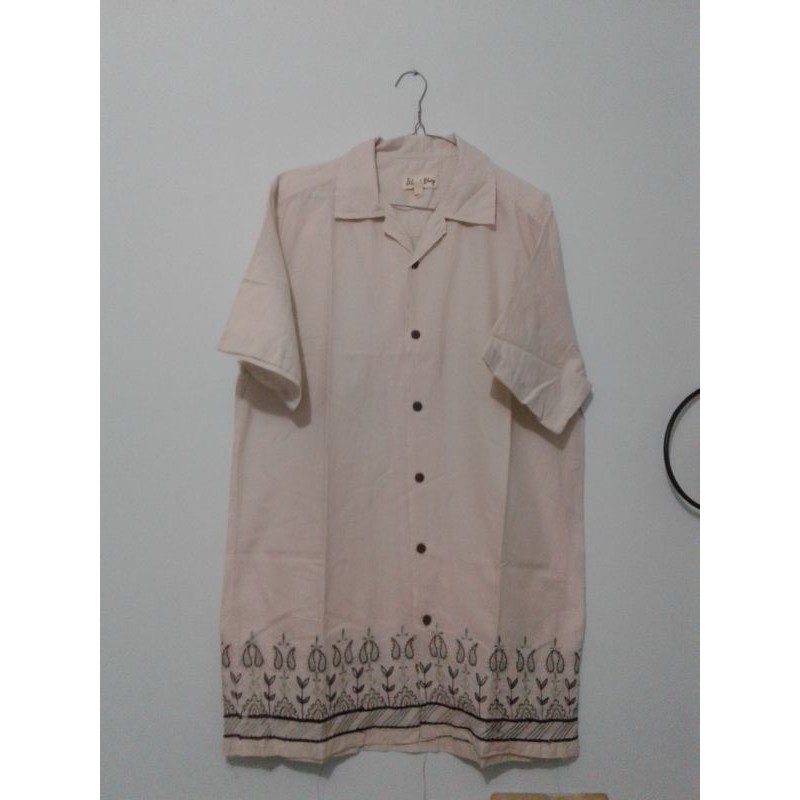 Tunik wanita bordir santai abu-abu preloved