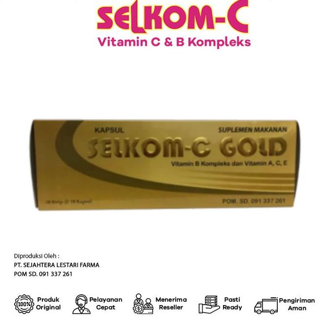 Selkom C Gold I Multivitamin I Suplemen Kesehatan 1 Box isi 100 Kapsul Lc