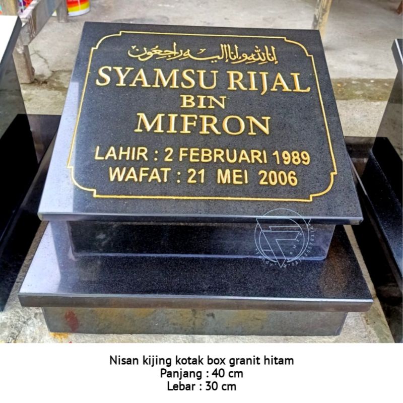 Nisan kijing model box granit hitam 40x30 free ongkir jawa