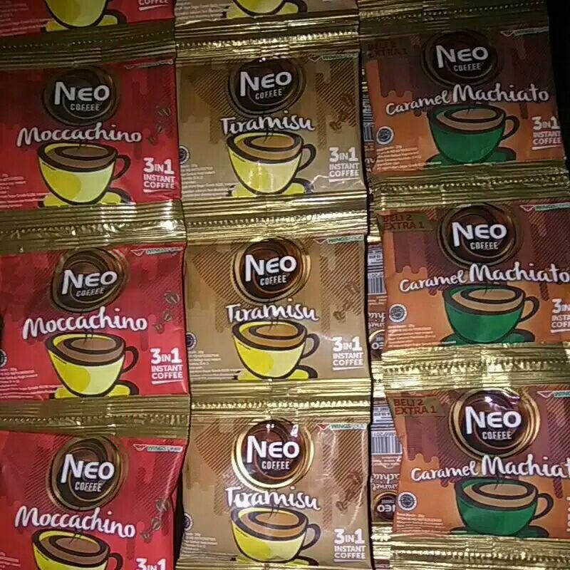 

Kopi Susu Aneka Rasa Tiramisu Moccacino Caramel Sachet Coffe Neo