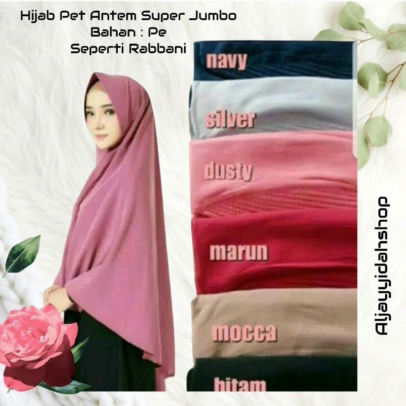 TERMURAH  KHIMAR PET JUMBO XXL HIJAM INSTAN / HIJAB BERGO ANTEM SUPER JUMBO BAHAN KAOS PE SEPERTI RA