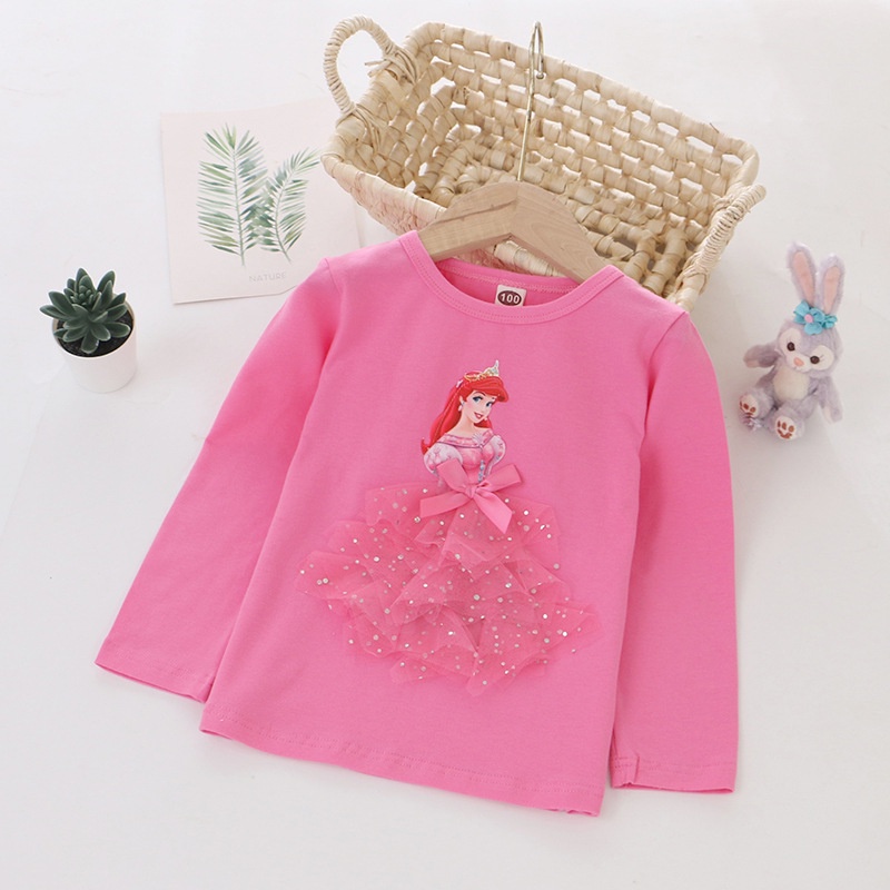 GADIS KEMEJA LENGAN PANJANG 3D KATUN ELSA FROZEN TOP KEMEJA PUTRI DISNEY BLUS ANAK PEREMPUAN T-SHIRT GADIS FASHION PAKAIAN