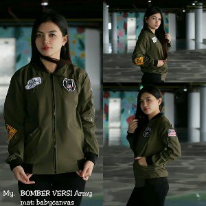 Langsung Order Jaket kanvas hoodie wanita   Attention bomber cewek