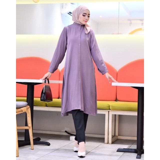 LONG TUNIK POLOS WANITA TUNIK BUSUI SHAKILA PREMIUM M,L,XL