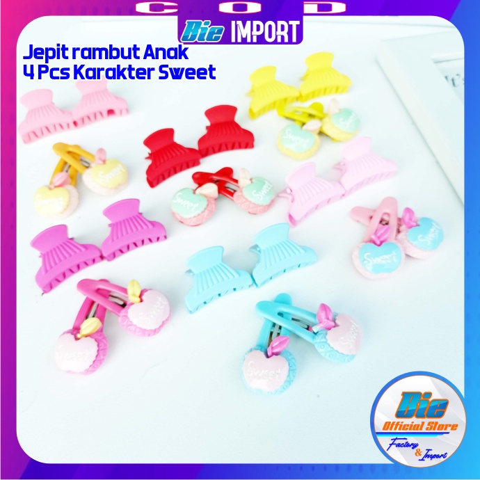 4 Pcs Jepit Tiptop Anak Karakter Premium Impor Best Seller
