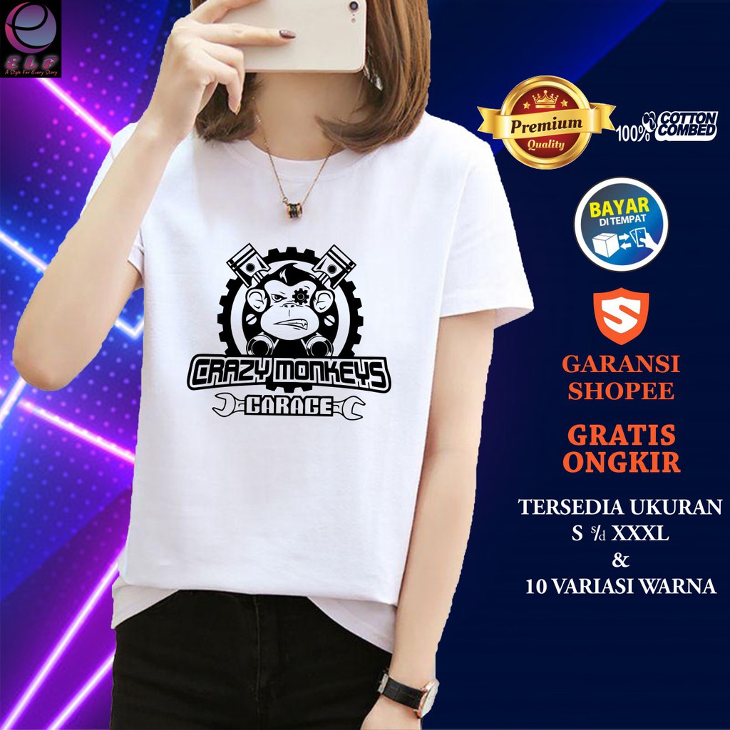 PROMO  Kaos Distro Crazy Gas Monkey Garage Katun Combed 30s Premium XXXL XXL XL L M S