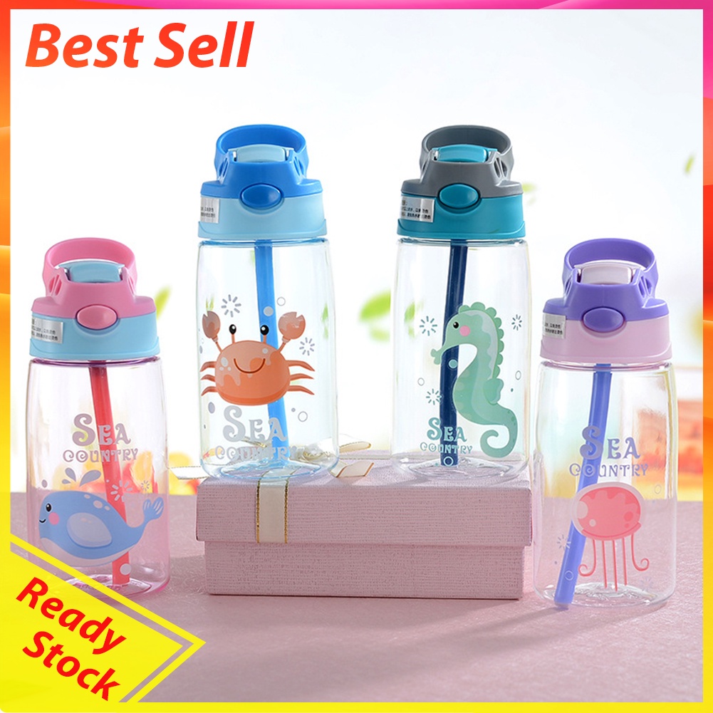 480ml Children Portable Cartoon Kettle w/ Leak-Proof Straw Sports Sippy Cup