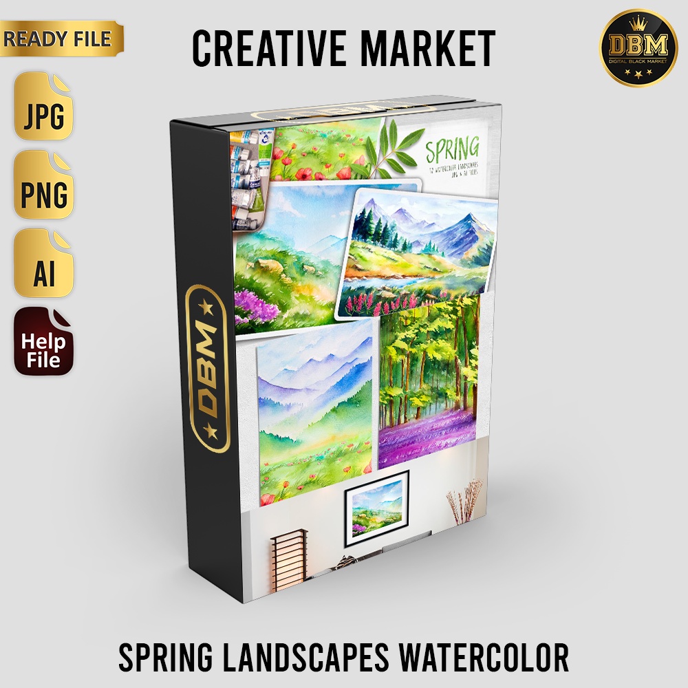 Spring Landscapes Watercolor - Vector Designs