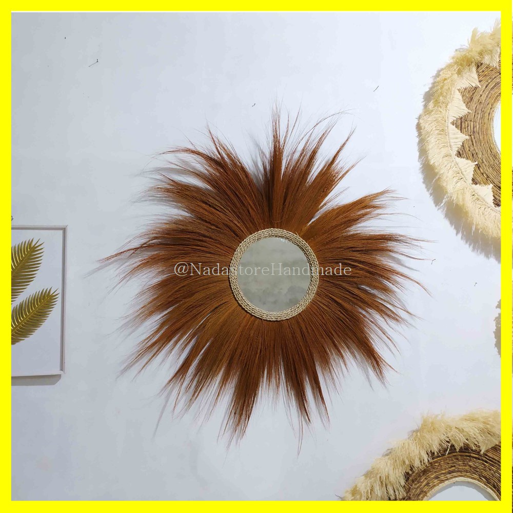 WALL DECOR / HIASAN DINDING / KACA CERMIN DINDING RAYUNG NATURAL DIAMETER 100 CM