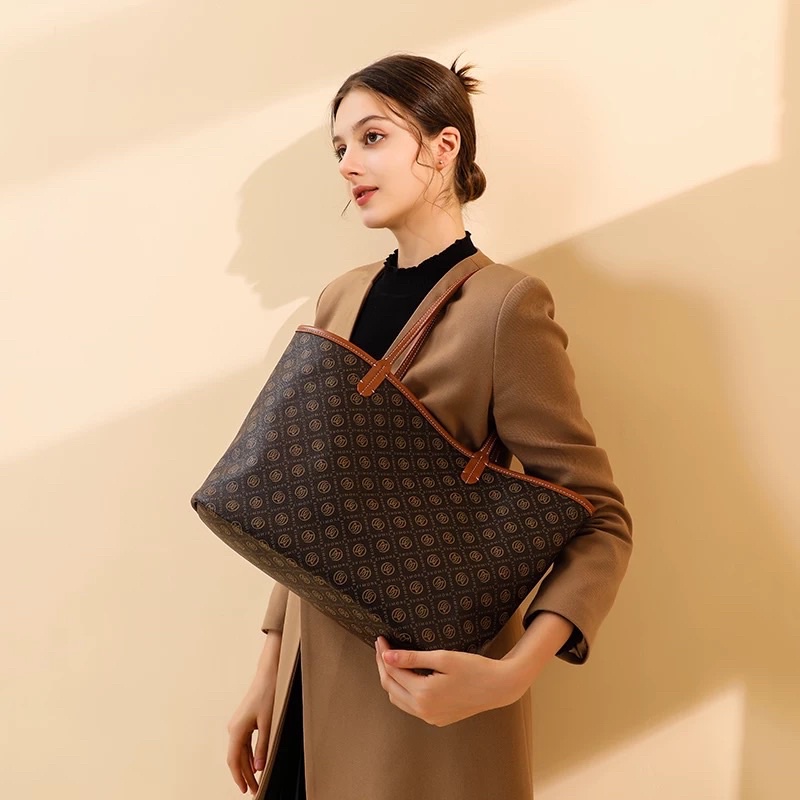 Alice Tote bag Tas wanita tas kantor tas kuliah 2in1 canvas leather tote bag tas premium leather Off