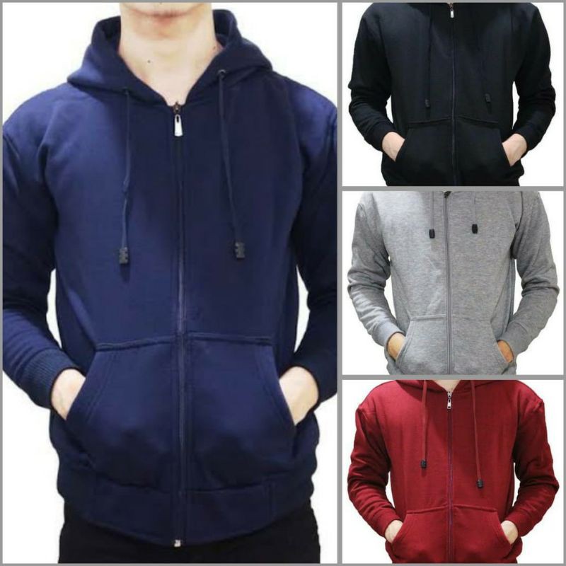 Jaket Sweater Polos Pria Wanita Hoodie ZIPPER Polos Distro Murah