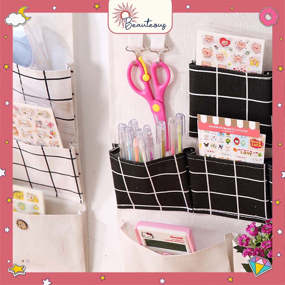 Pouch Gantung Sekat 3 7 Rak Gantung Hiasan Dinding Storage Bag Korea Hanging Organizer