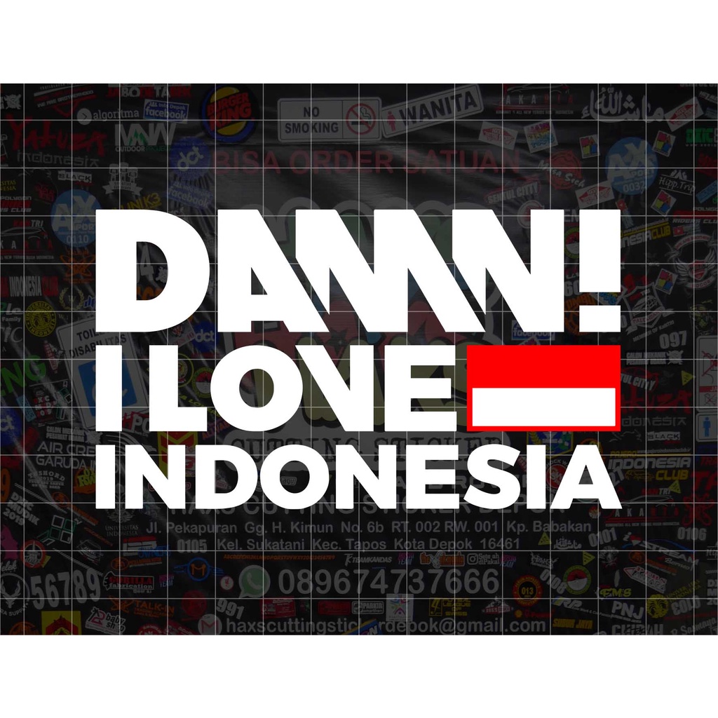 Cutting Sticker DAMN I Love Indonesia New Logo Ukuran 11 Cm