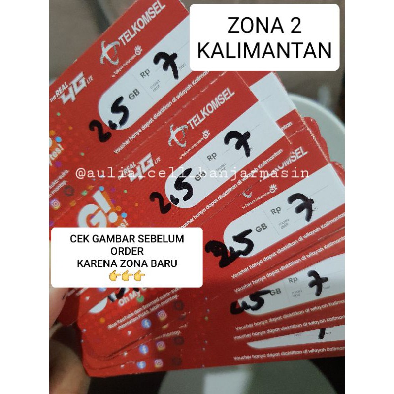 VOUCHER TELKOMSEL 2,5 GB 7 HARI (ZONA 2 KALIMANTAN) EXP 01 April 2022