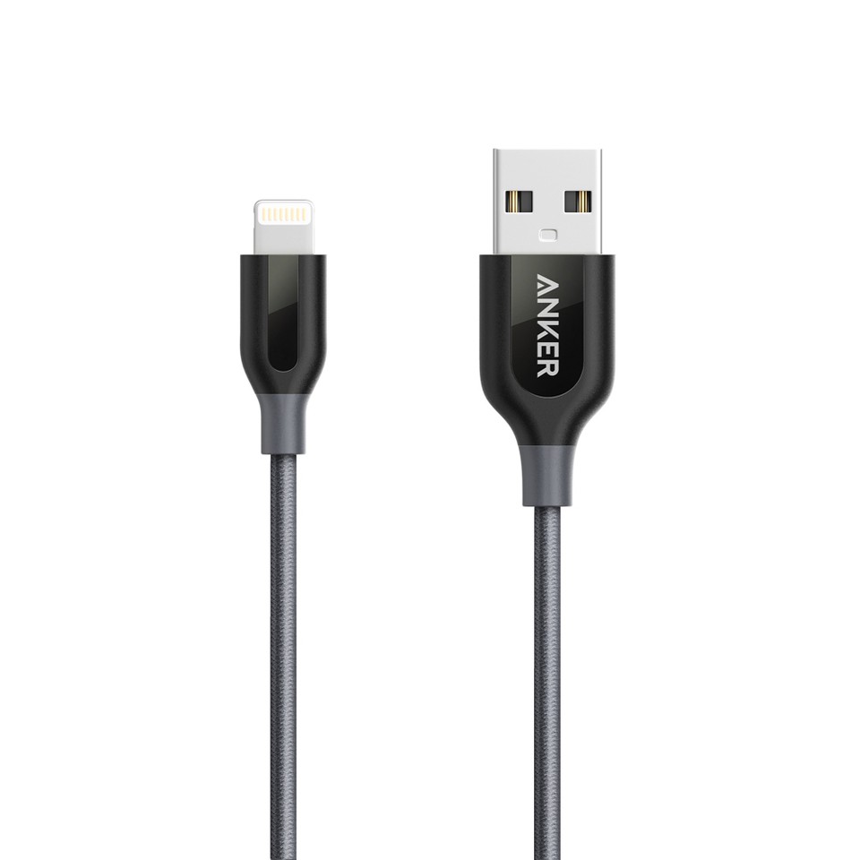 Kabel Data Iphone - Original ANKER A8121PA1 PowerLine PLUS Lightning Premium Braided Cable 3ft Black