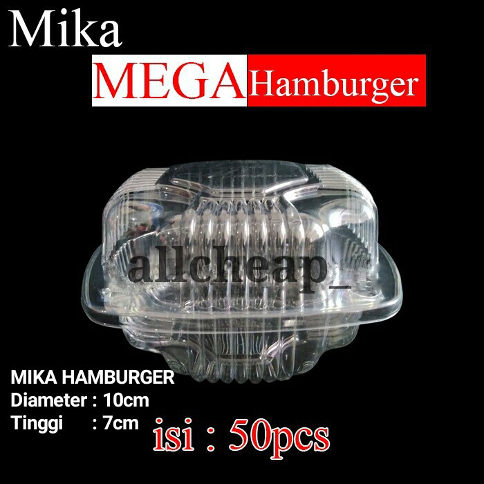 PROMO Shopee 3.3 50pc plastik M@IKA box tempat kotak wadah kue roti BURGER hamburger