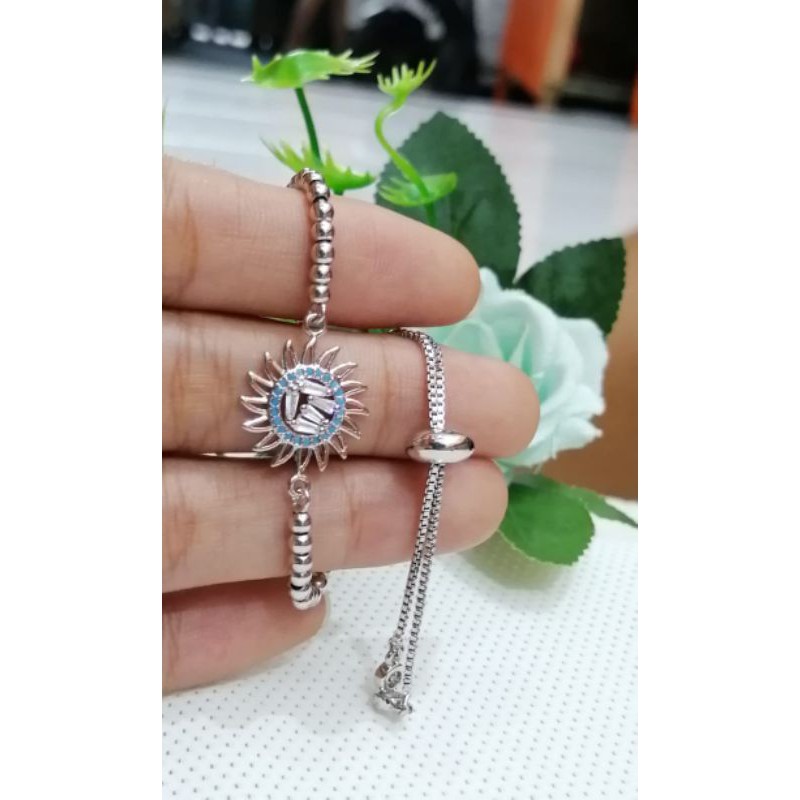 Gelang tangan wanita Titanium motif Bulan Bintang ful permata banyak pilihan warna Gold dan Silver