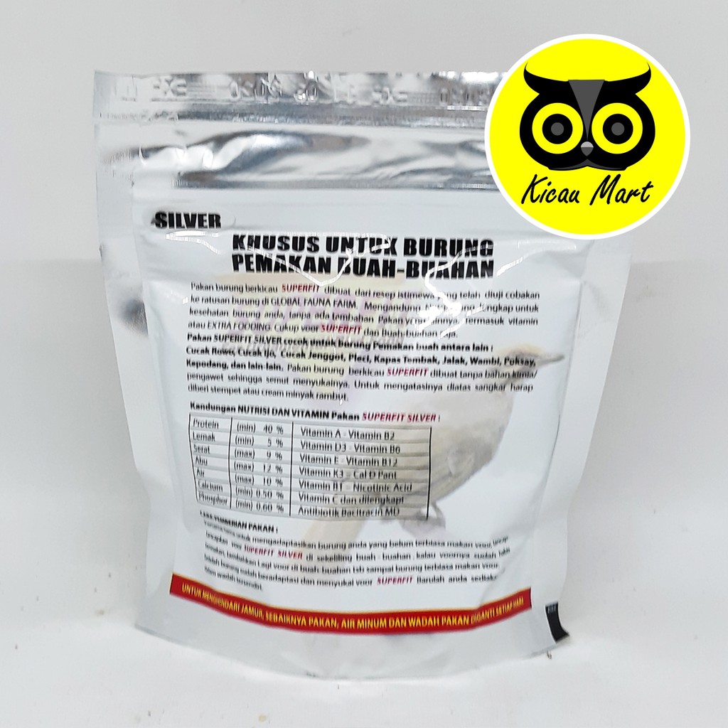 PAKAN MAKANAN HARIAN BURUNG PEMAKAN BUAH VOER PUR CRUMBLE SUPERFIT SILVER HIGH PROTEIN SFSILVER