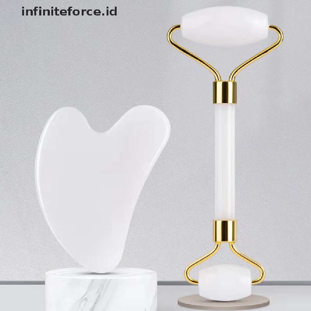 (infiniteforce.id) Alat Pijat Gua sha Roller Batu Giok Anti Aging Untuk Melangsingkan Wajah