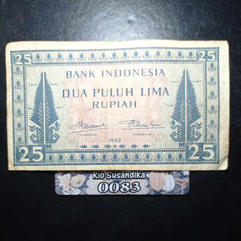 Uang Kuno Kertas Indonesia Asli 25 rupiah seri Budaya bagus