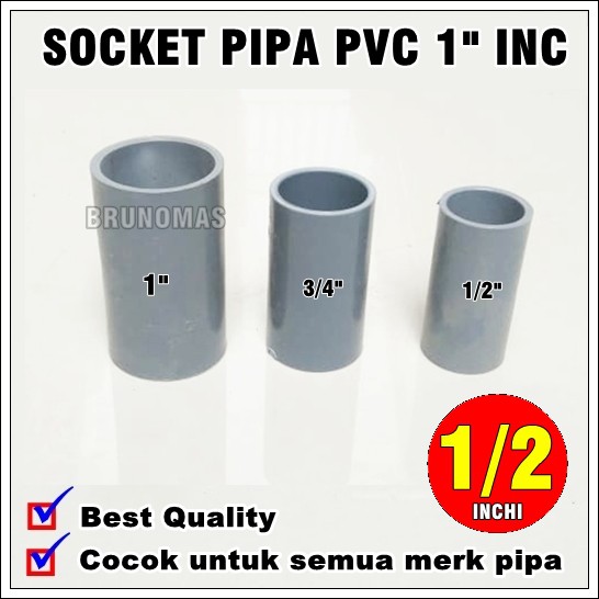 Sock Sambungan Pipa  Pvc  Ukuran  1 2 inchi socket Paralon 