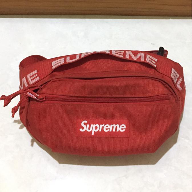 Pengiriman Cepat dan tepat Supreme Waist Bag SS18 Merah Red Original BARANG BAGUS