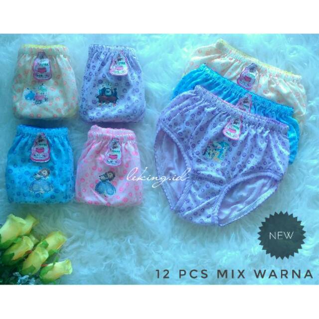 12 PCS CELANA DALAM ANAK CEWEK MOTIF