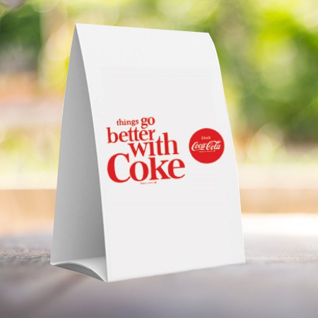 Cetak Tent Card Segitiga 2Muka Promosi Meja Murah