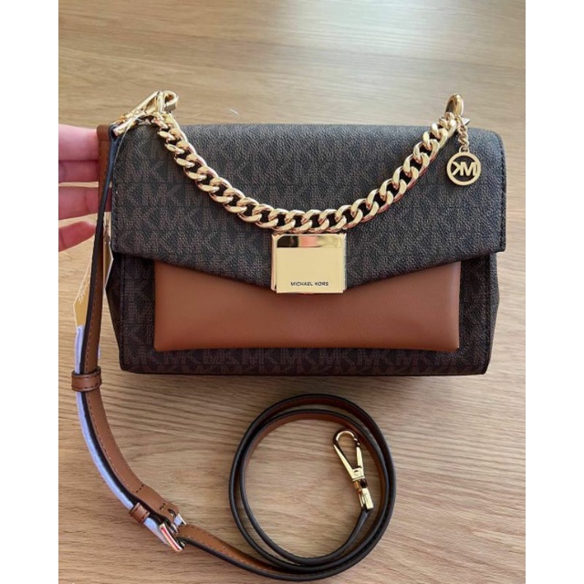 MICHAEL KORS - MK LITA MEDIUM SHOULDER BAG SIGNATURE BROWN
