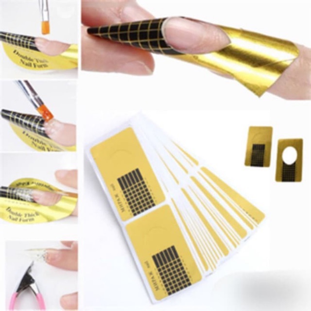 Golden nail form guide Nail Form 500 PCS / Cetakan Nail Extention/ Nail Form Acrylic Nail Art Gel Extention