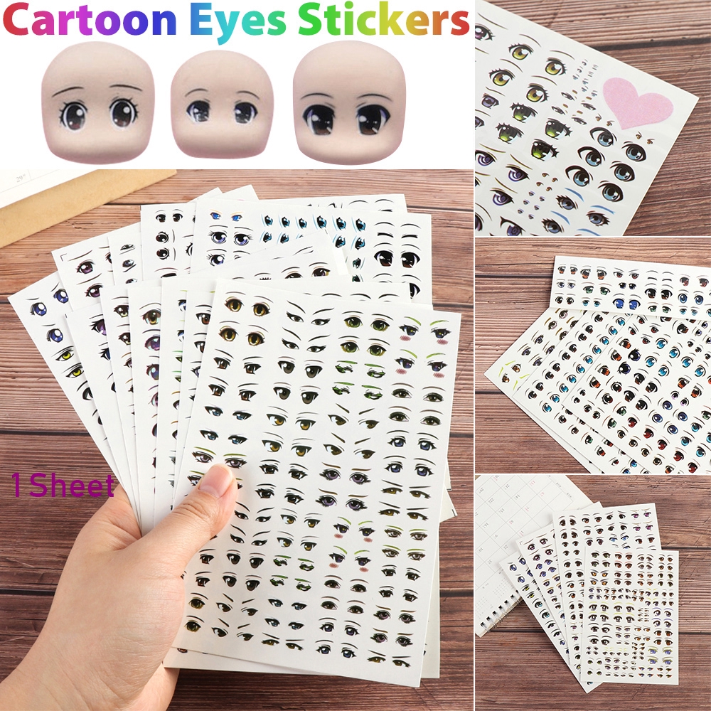 ROW 1 Lembar Mainan Sticker Mata Kartun Aneka Motif untuk Dekorasi Boneka