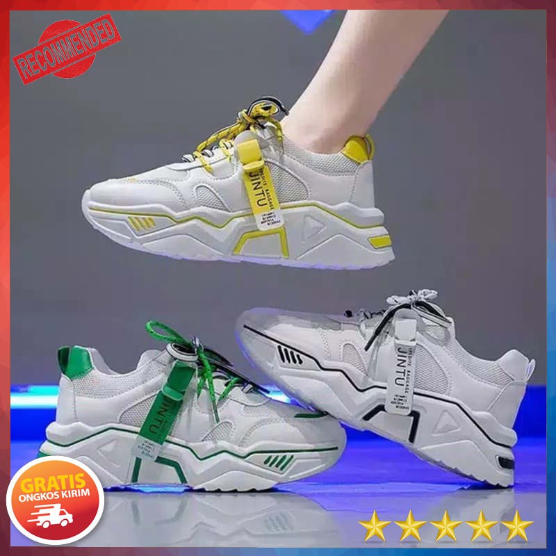 Sepatu Sneakers Wanita Sport Shoes Sepatu Kets Sepatu KOREA JINTU 2020 - Hitam 37