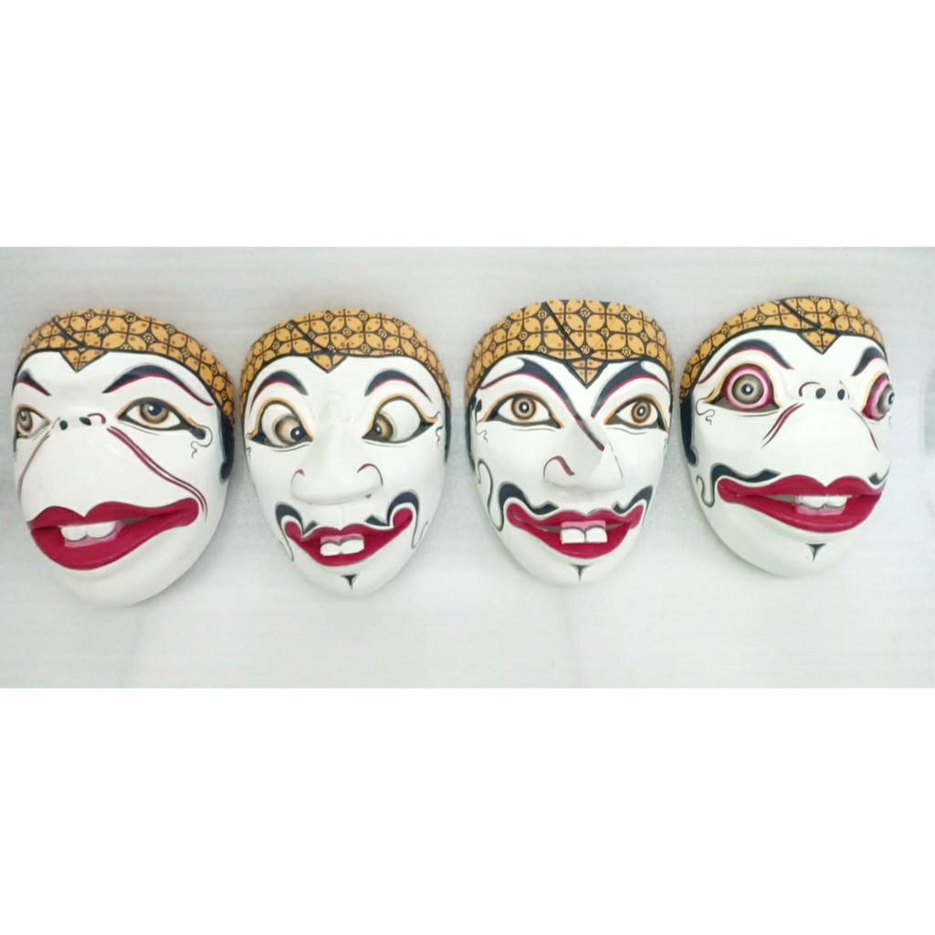 Topeng Kayu Punokawan Punakawan Blangkon 1 Set 4 Pcs Semar Gareng Petruk Bagong Shopee Indonesia