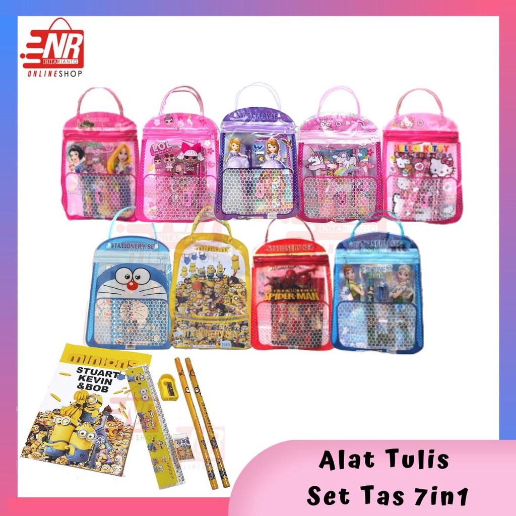 

Alat Tulis Set Buku Tas 7in1 / Stationery Set / Alat Tulis Pensil Penghapus Penggaris