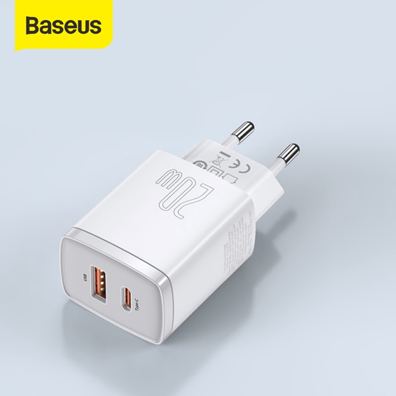 Baseus Kepala Charger Quick Charger QC3.0 Type-C+USB 20W PD Fast Charge