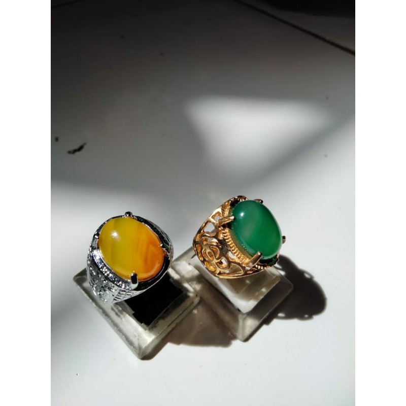 Batu akik topas garut hijau & sunkis kuning