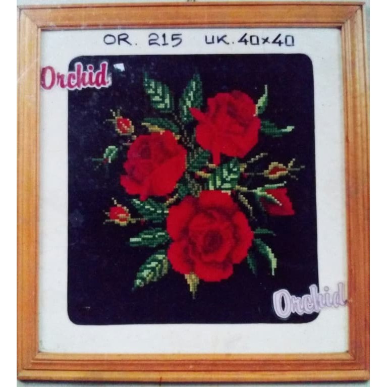 KRUISSTEEK KRISTIK ORCHID MOTIF BUNGA OR 215
