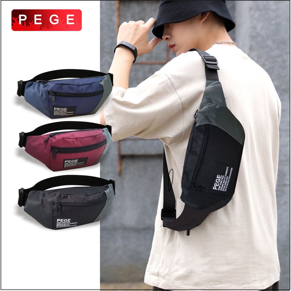 Tas Pinggang Slingbag Waistbag Selempang Bahu Pria Model Kombinasi Kasual Slempang Cowok Cocok Untuk Sehari Hari PG 8843