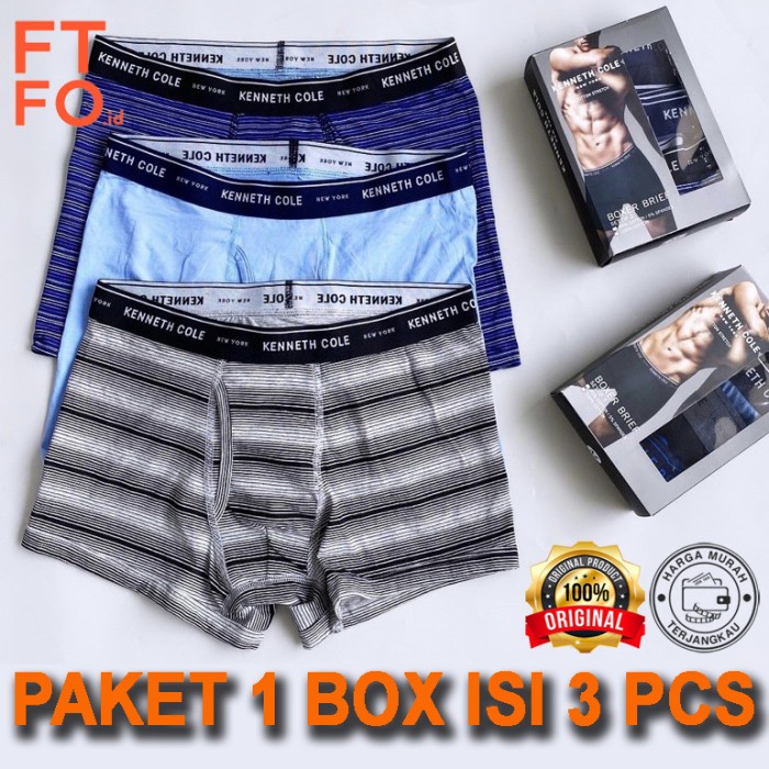 W5F0522G Celana Dalam / Boxer Briefs Underwear Pria Kenneth Cole Retail Idr570K - S, Random 3Pcs Mix
